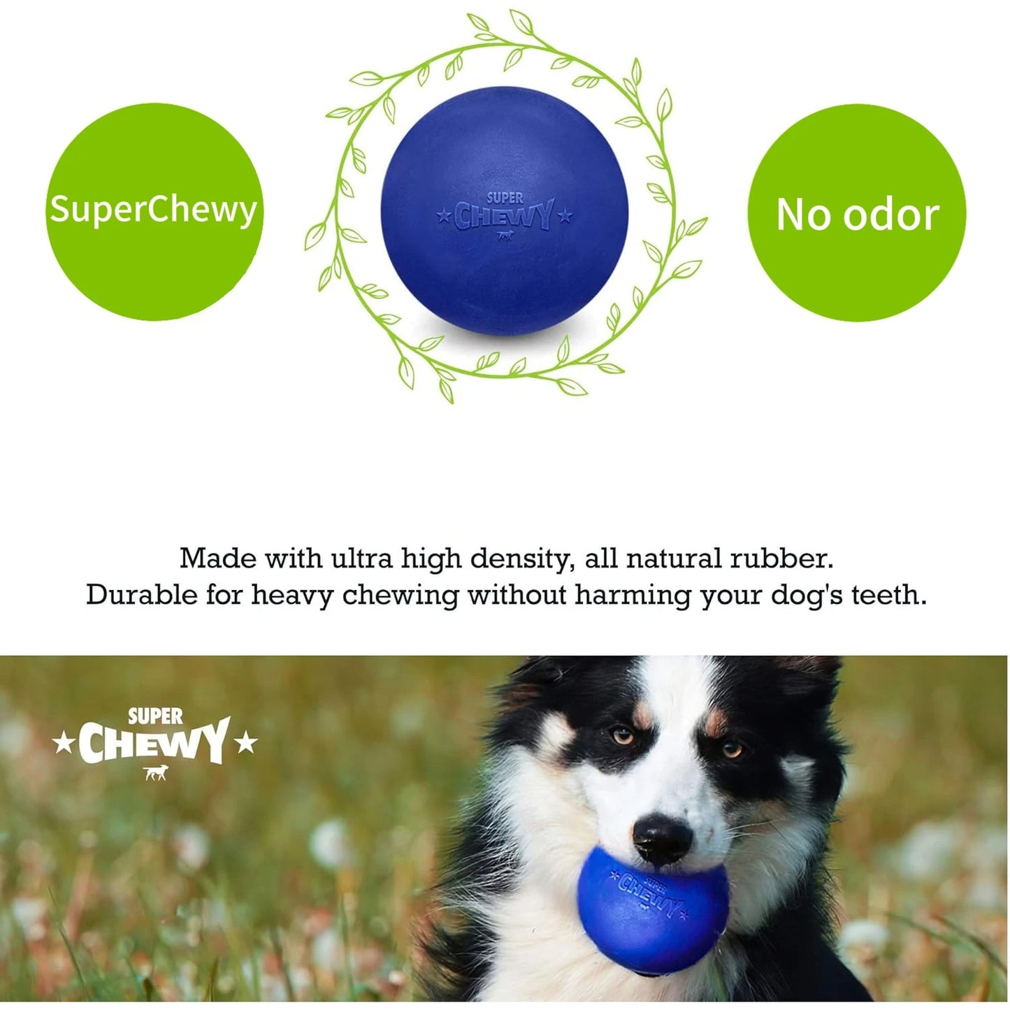 Super Chewy Tough Dog Ball Natural Rubber