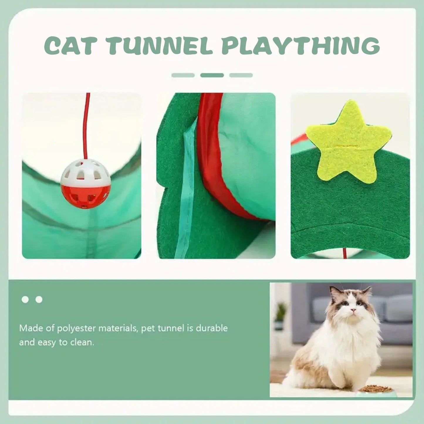 Pet Christmas Tunnel Including Catnip Toys