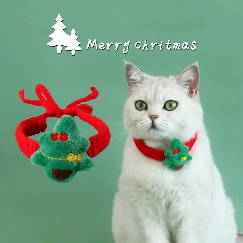 Santa Claus Pattern Pet Bow Bell Collar