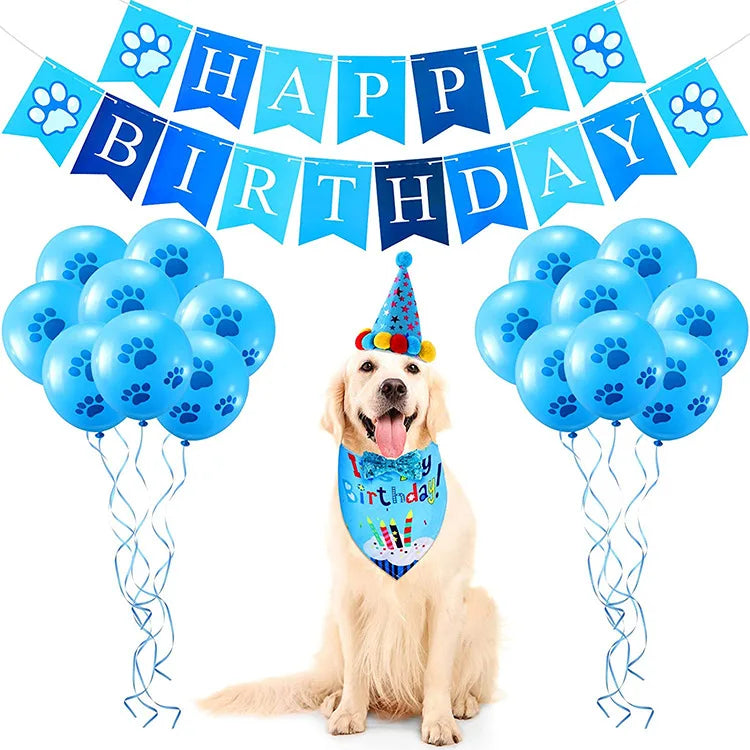 Pet Birthday Decorations And Bandana Hat Supplies