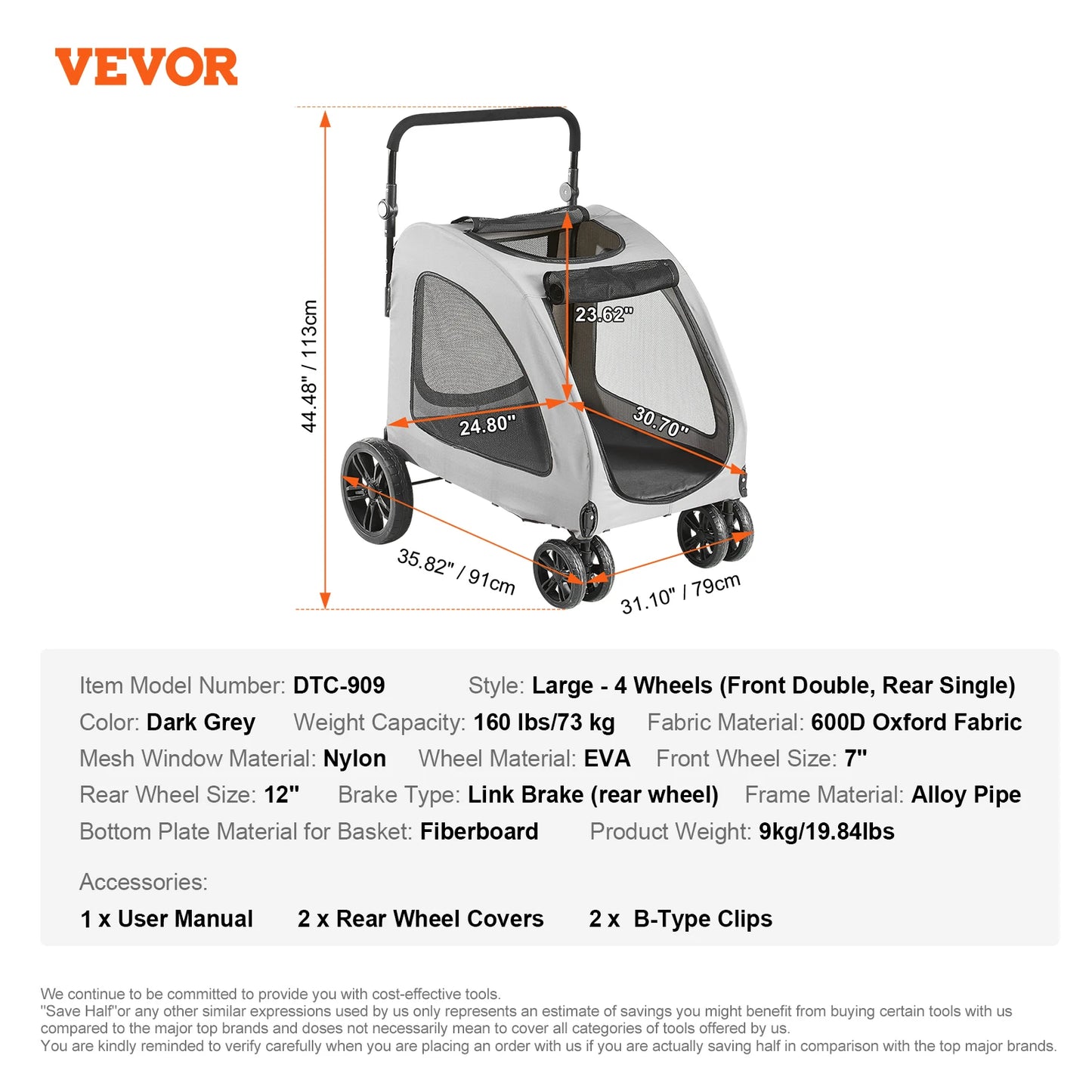 Pet Stroller Dog Cat Lightweight Travel