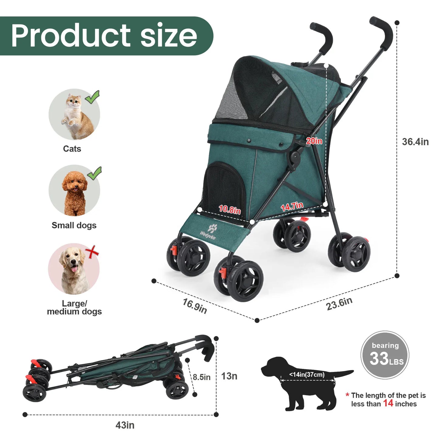 Pet Outdoor Stroller Cat Dog Travel