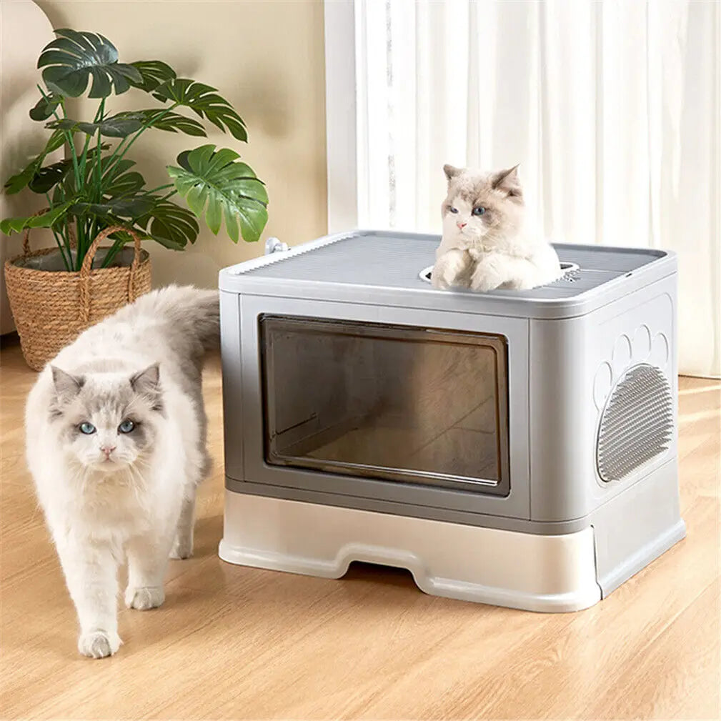 Foldable Cat Litter Box Front Entry