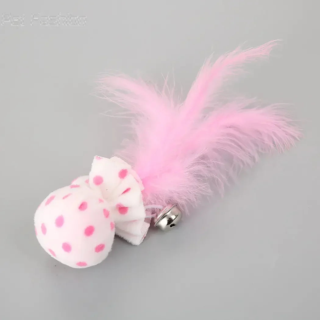 Pet Cat Toy Plush Ball With Feathers